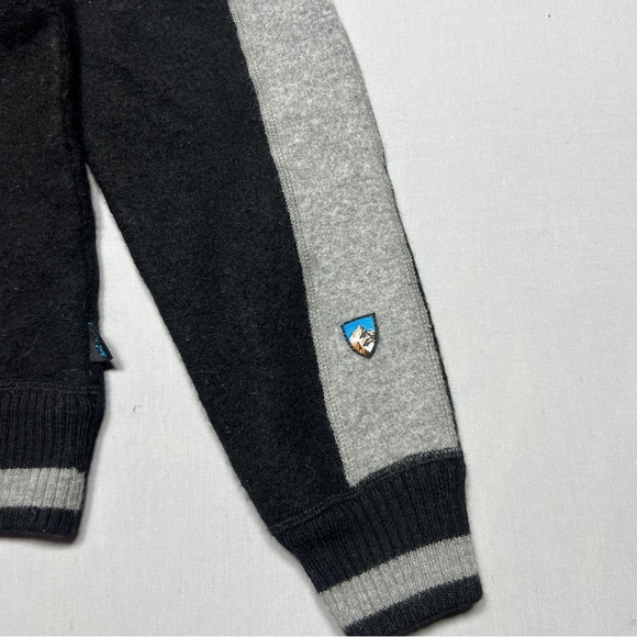 Kuhl Mens L Black Gray 100% Merino Wool 1/4 Zip Pullover Sweater - Picture 2 of 8